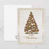 エレガントなクリスマスカード　飾り付けられた木と金 シーズンカード (正面/裏面)
