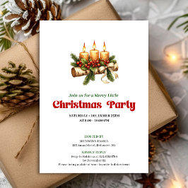 エレガントなクリスマスキャンドル松のリースデザイン 招待状