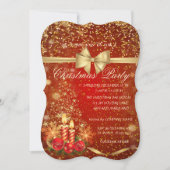 エレガントなクリスマスキャンドル、ツリー カンパニー パーティー 招待状 (正面)