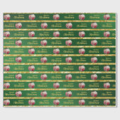 エレガントなクリスマスグリーン＆ゴールドのストライプ ベイビー写真 ラッピングペーパー (フラット)