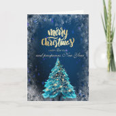 エレガントなクリスマスゴールドツリー 星 法人向け シーズンカード (正面)