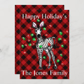 エレガントなクリスマスゼブラのきらきらライト シーズンカード (正面/裏面)