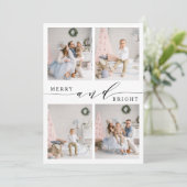 エレガントなクリスマスツリーと明るい4枚の写真の組み合わせ シーズンカード (スタンド正面)