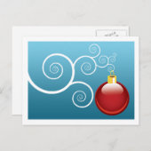 エレガントなクリスマスツリーのオーナメントに挨拶する冬 シーズンポストカード (正面/裏面)