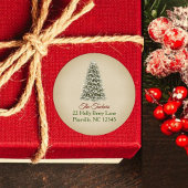 エレガントなクリスマスツリーのクラフト紙返送先ラベル ラウンドシール