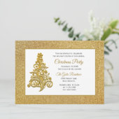 エレガントなクリスマスツリーのホリデーパーティー 招待状 (スタンド正面)