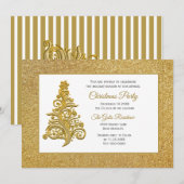 エレガントなクリスマスツリーのホリデーパーティー 招待状 (正面/裏面)