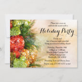 エレガントなクリスマスツリーのホリデーパーティー 招待状 (正面)