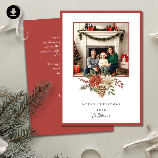 エレガントなクリスマスツリーのポインセチアの写真 シーズンカード