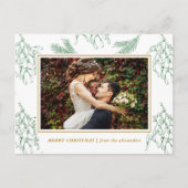 エレガントなクリスマスツリーのミステルグリーンとゴールドの写真 シーズンポストカード (正面)