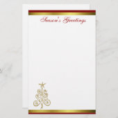 エレガントなクリスマスツリーの休日の文房具 便箋 (正面/裏面)