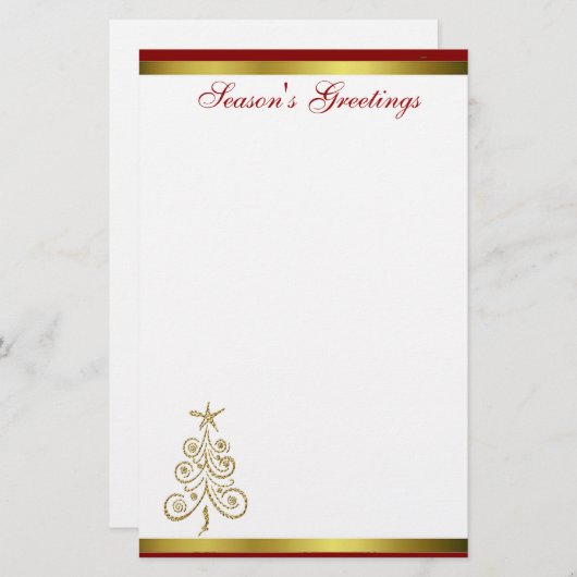 エレガントなクリスマスツリーの休日の文房具 便箋 (正面/裏面)