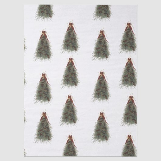 エレガントなクリスマスツリーの包装紙 薄葉紙 (正面)