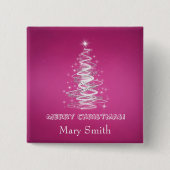 エレガントなクリスマスツリーの名前のピンクのカスタム 缶バッジ (正面)