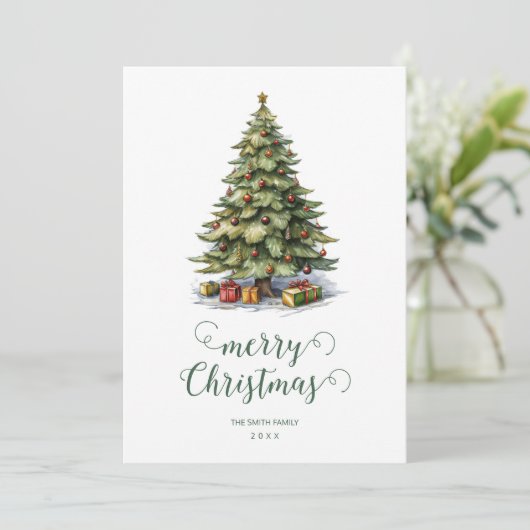 エレガントなクリスマスツリーの挨拶 シーズンカード (スタンド正面)