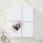 エレガントなクリスマスツリーの新婚夫婦の写真 ギフトタグ (より糸付き)