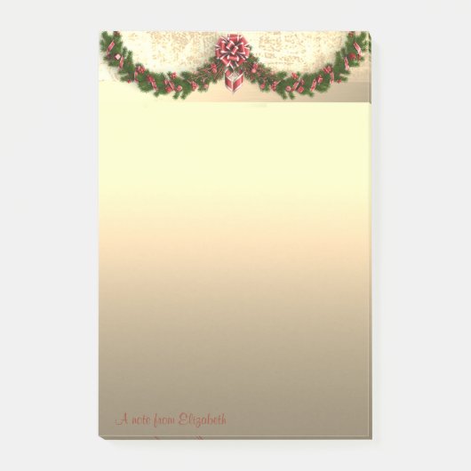 エレガントなクリスマスツリーの枝 - 名前入り ポストイット (正面)