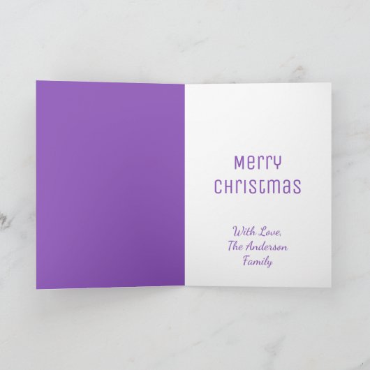 エレガントなクリスマスツリーの金属紫色の黒い光沢がある シーズンカード (内部)