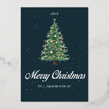 エレガントなクリスマスツリーカード メリークリスマスの願い