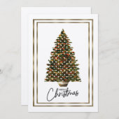 エレガントなクリスマスツリーカード 　メリークリスマス 招待状 (正面/裏面)
