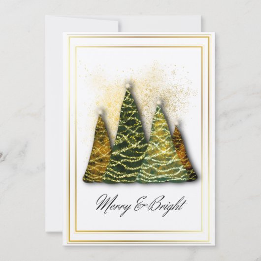エレガントなクリスマスツリーカード – モダンなホリデーグリーン 招待状 (正面)