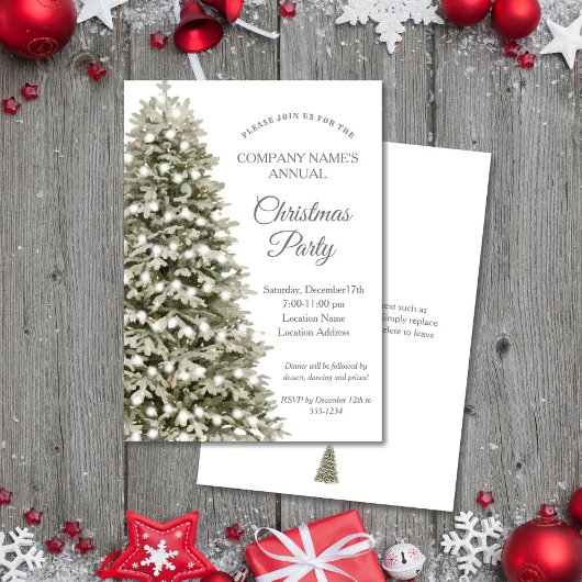 エレガントなクリスマスツリー会社のホリデーパーティー 招待状