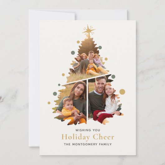 エレガントなクリスマスツリー４　家族のニュース写真 シーズンカード (正面)
