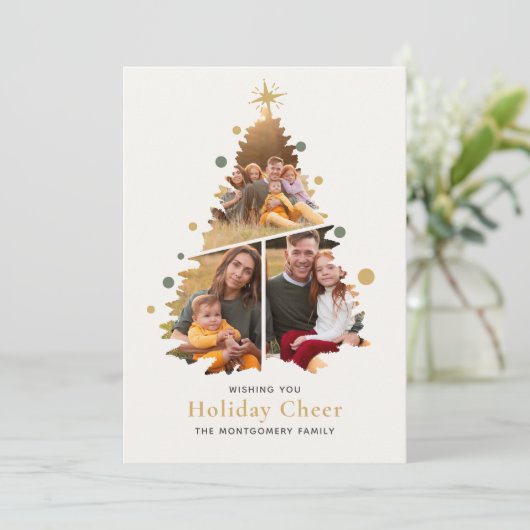 エレガントなクリスマスツリー４　家族のニュース写真 シーズンカード (スタンド正面)