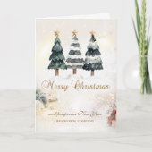 エレガントなクリスマスツリー 星の光 ボケの美しい背景 シーズンカード (正面)