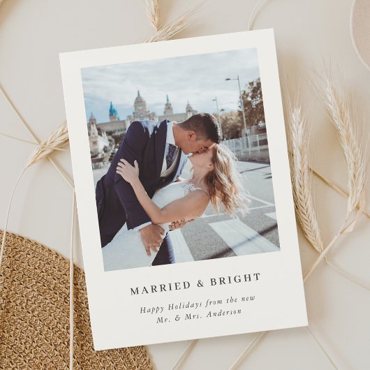 エレガントなクリスマスツリー 結婚して輝く写真 シーズンカード