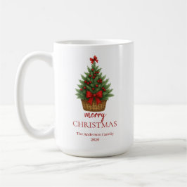 エレガントなクリスマスツリー - 赤いリボン コーヒーマグカップ