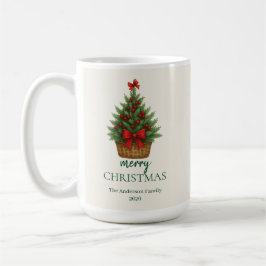 エレガントなクリスマスツリー - 赤いリボン コーヒーマグカップ