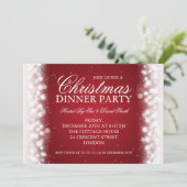 エレガントなクリスマスディナーパーティーの魔法のような輝きの赤 招待状 (スタンド正面)