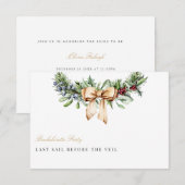 エレガントなクリスマスデコレーション バチェロレッテパーティーカード 招待状 (正面/裏面)