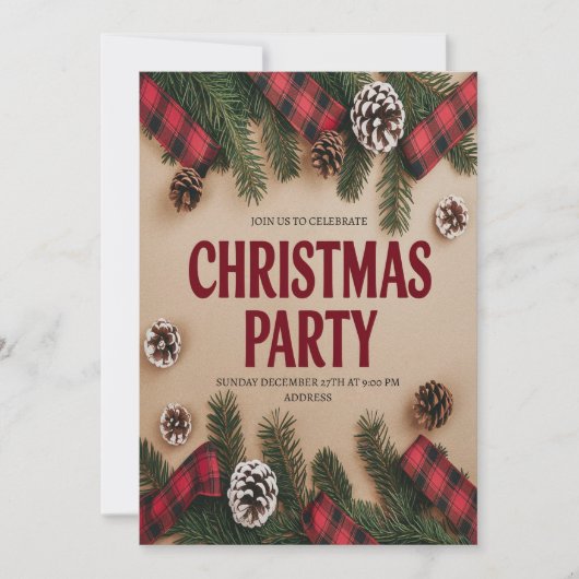 エレガントなクリスマスパーティーの招待状 シーズンカード (正面)