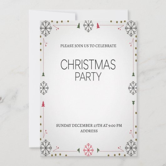 エレガントなクリスマスパーティーの招待状 シーズンカード (正面)