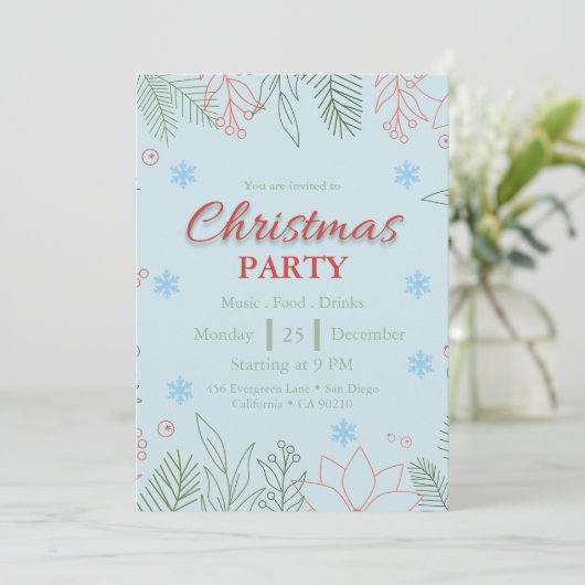 エレガントなクリスマスパーティーの招待状 シーズンカード (スタンド正面)