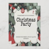 エレガントなクリスマスパーティーの招待状 シーズンカード (正面/裏面)