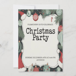 エレガントなクリスマスパーティーの招待状 シーズンカード