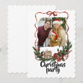 エレガントなクリスマスパーティーの招待状 招待状 (正面/裏面)