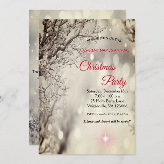 エレガントなクリスマスパーティーの招待状 招待状 (正面/裏面)