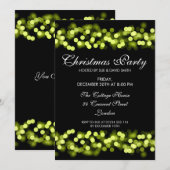 エレガントなクリスマスパーティー グリーン ハリウッド グラム 招待状 (正面/裏面)