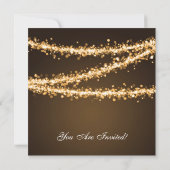 エレガントなクリスマスパーティー ゴールドストリングライト 招待状 (裏面)