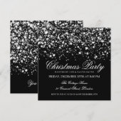 エレガントなクリスマスパーティー シルバー ミッドナイト グラム 招待状 (正面/裏面)