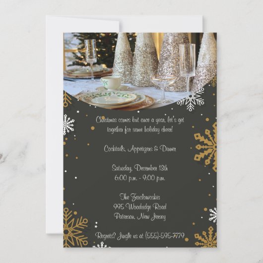 エレガントなクリスマスパーティー 招待状 (正面)