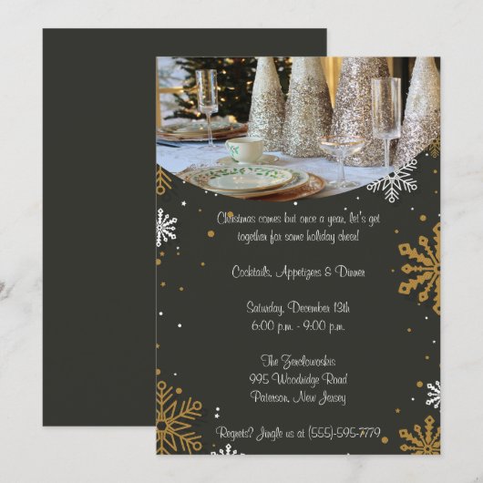 エレガントなクリスマスパーティー 招待状 (正面/裏面)