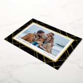 エレガントなクリスマスプレイドブラックゴールド ワンフォト 箔シーズンカード (回転した状態)