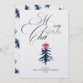 エレガントなクリスマスホリデーカード 招待状 (正面/裏面)