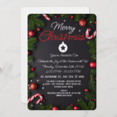 エレガントなクリスマスホリデーグリーティングカード 招待状 (正面/裏面)