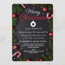 エレガントなクリスマスホリデーグリーティングカード 招待状